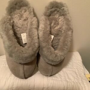 Beige FURRY LINED SLIPPERS